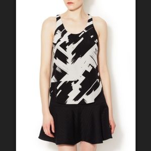 Black Brush Print Robert Rodriguez Silk Tank Top
